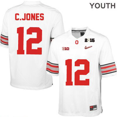 Ohio State Buckeyes Youth Cardale Jones #12 White Authentic Nike Diamond Quest 2015 Patch College NCAA Stitched Football Jersey AJ19V32JD